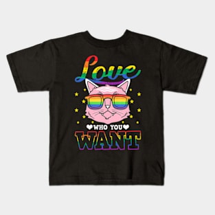 Cat Sunglass Homosexual Pride Gay Lesbian Cat Kids T-Shirt